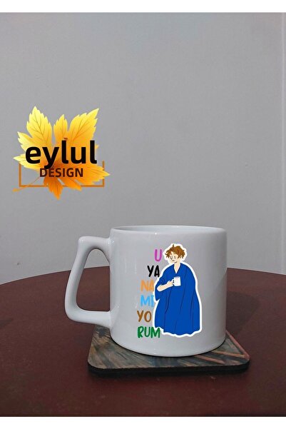 Eylül Design I Can't Wake Up Written Special Design Printed Luxury Ceramic Mu...