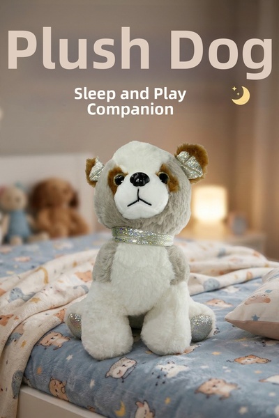 craftivio Plush Dog Toy - 23 cm Sequin Detailed Sleeping and Playing Companion