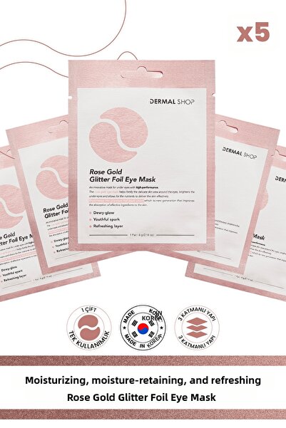 Dermal قناع عيون ورقي ذهبي وردي اللون مكون من 3 طبقات ضد الانتفاخات تحت العين...