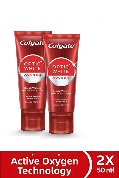 Colgate معجون أسنان أوبتيك وايت أوكسجين بتقنية الأكسجين النشط للتبييض 50 مل × 2