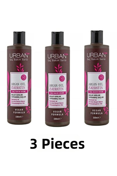 Urban Care كريم العناية بالشعر بزيت الأرغان والكيراتين 330 مل 3 قطع