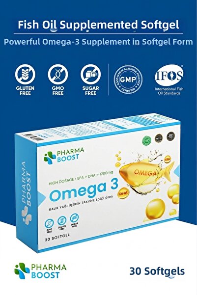 PHARMA BOOST زيت السمك أوميغا 3 1200 ملغ (EPA + DHA) 30 كبسولة هلامية - جرعة ...
