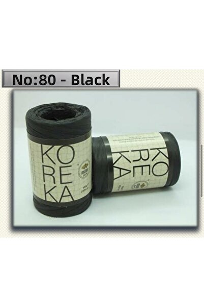 Milano Koreka N: 80 Black Raffia Hand Knitting Yarn 100 Gr. 220 Meters.
