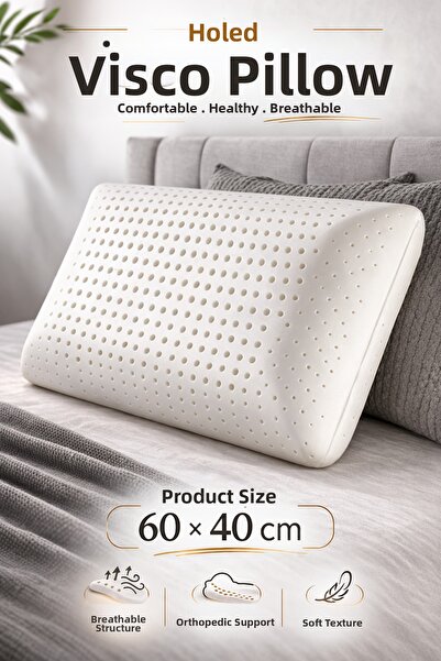 Auracar Emir Perforated Visco Pillow 60X40 cm Memory Foam Breathable Sleeping...