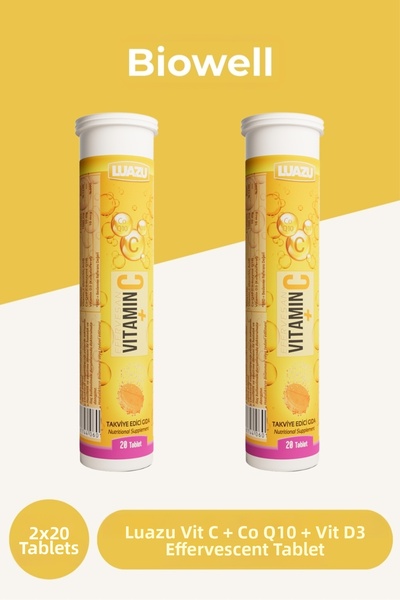 Biowell لوازو فيتامين سي + الإنزيم المساعد كيو 10 + فيتامين د3 20 قرص فوارة ×...
