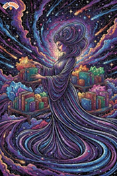 Esranın Dünyası لغز فني على شكل مكتبة فلكية للنساء بتصميم لوحة زيتية 500 قطعة...