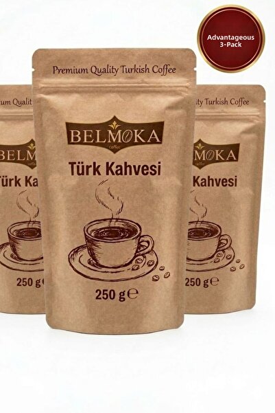 BELMOKA قهوة تركية 250 جرام، عبوة ثلاثية (3 * 250 جرام)
