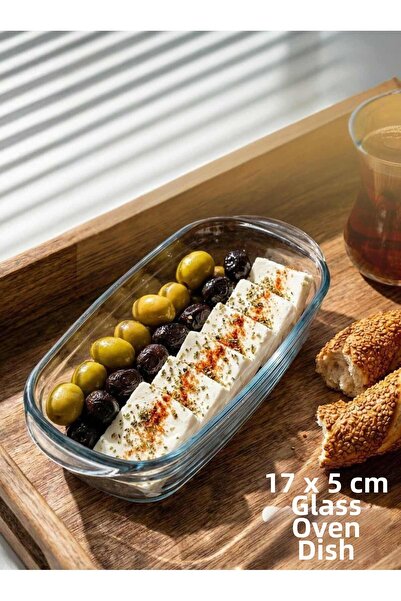 Qualitev 1 قطعة وعاء زجاجي للفرن، طبق مقبلات بورلاين، وعاء مستطيل 17x5 سم