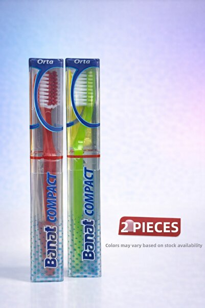 FREEDOM STOREE فرشاة أسنان بانات كومباكت في علبة، طقم من قطعتين متوسطة الصلاب...