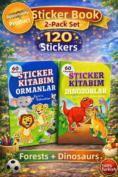 ANI OFİS KIRTASİYE A K كتاب ملصقات مع 60 ملصقًا - كتاب أنشطة تعليمية (الديناص...