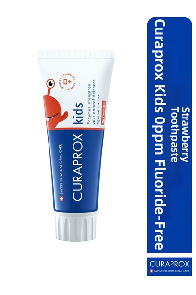 Curaprox إنزيكال كيدز - 60 مل معجون أسنان للأطفال خالي من الفلورايد بالفراولة