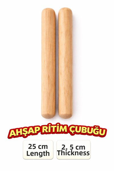 HepsiAhşap عصا إيقاعية 10 أزواج (20 قطعة) (طول 25 مم 25 سم)