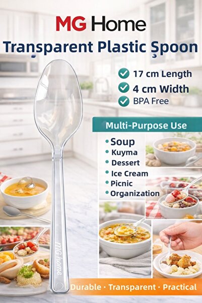 VENON 100 Spoons 💚   Transparent Quality Plastic Spoon Luxury Disposable Bpa...