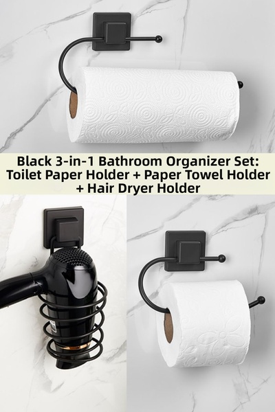 ORSA HOME 903+904+915 Черно квадратно лепило, комплект от 3 части: държач за ...