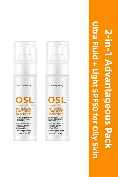 OSL Omega Skin Lab Ultra Fluid Light Set of 2 Spf50 Uv Defense I for Oily Ski...
