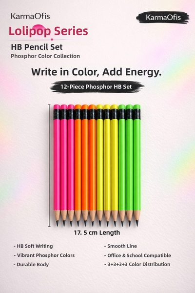 KarmaOfis سلسلة لولي لوب، مجموعة من 12 قلم رصاص فسفوري HB