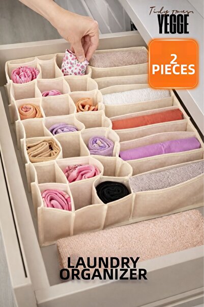 YEGGE 2 τεμάχια οργανωτής συρταριών με 31 θήκες, οργανωτής με κυψέλες και τσέ...