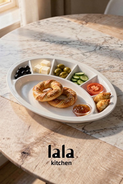 Lala Mutfak Gözde 7-Compartment Oval Breakfast Serving Plate – Durable and St...