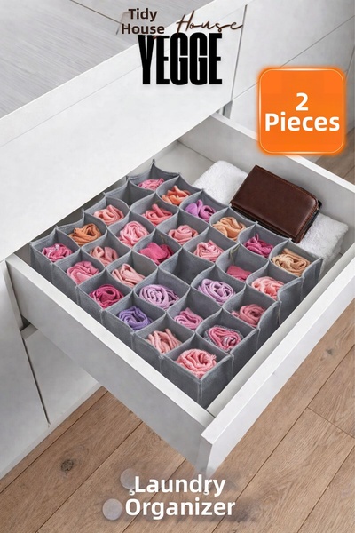YEGGE 2 Pieces of 30-Compartment Honeycomb Organizer, Laundry and Sock Organi...