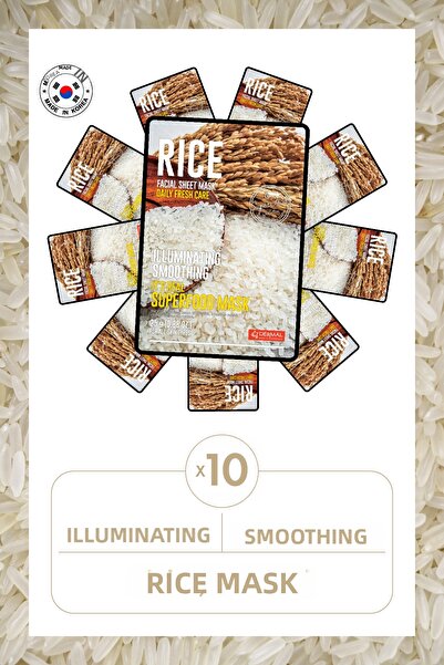 Dermal قناع الأرز لتفتيح وتنعيم البشرة 25 جرام 10 قطع