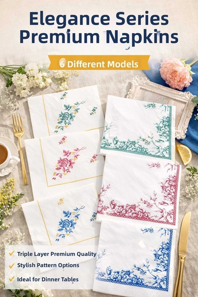 CKM silikon Elegance Series 3-Layer Premium Patterned Invitation Napkins – 6 ...