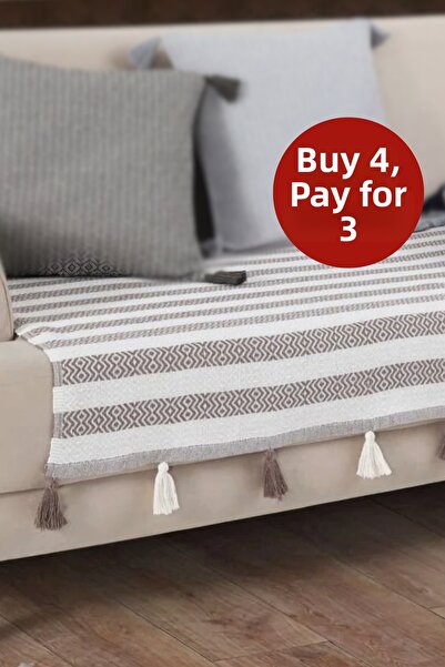 Lux Touch Husa de canapea de culoare maro cu pompon Liva - 115x200 cm Fotoliu...