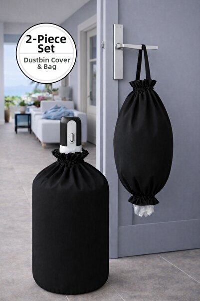 YUVOL Linen Black Carboy Cover + Double Elastic Fabric Bag Holder, Set of 2 K...