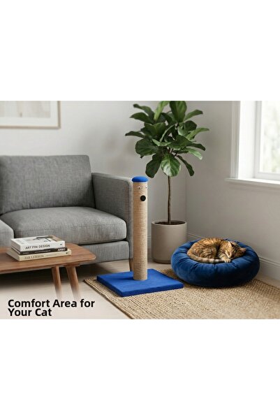 BRT Pet طقم مكون من قطعتين باللون الأزرق الداكن - لوح خدش وسرير قطط من الصوف
