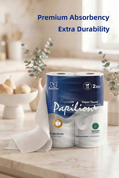 Papilion مناشف ورقية من طبقتين، مناشف متينة على شكل رول، عبوة اقتصادية من قطع...