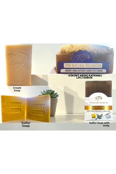 Tpm 2 Pieces of Sulfur Soap, Sulfur Soap with Juniper Tar (Plain and Fiber-In...