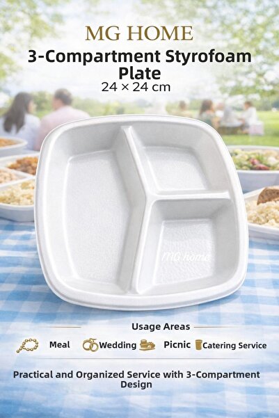 VENON 20 قطعة ❤️   طبق رغوي ثلاثي الأقسام - مقاوم للحرارة واقتصادي - للاستخدا...