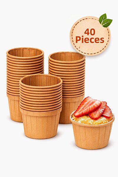 EMORFOHOME قالب كيك كرافت مافن كب كيك مكون من 40 قطعة، قالب كيك طبيعي، مفهوم ...