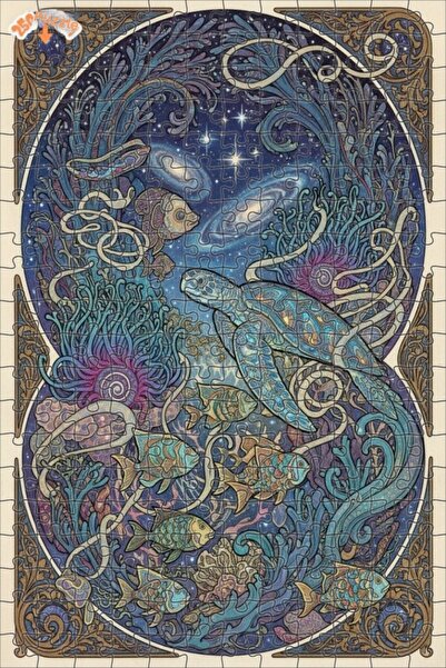 Esranın Dünyası لغز خشبي من Sea Turtle Galaxy Art مكون من مزدوج الطبقات قطعة ...