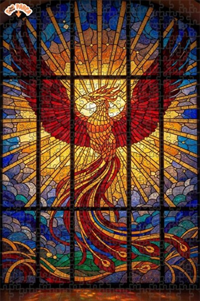 Esranın Dünyası لغز خشبي بمظهر فسيفساء زجاجية على شكل فينيكس سحري، لغز خشبي م...