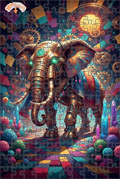 Esranın Dünyası لغز خشبي من بوهر بانك فيل جير آرت مكون من مزدوج الطبقات إطارً...