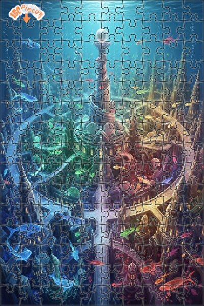 Esranın Dünyası لوحة فنية مطبوعة لمدينة أتلانتس، ألغاز خشبية مكونة من مزدوج ا...