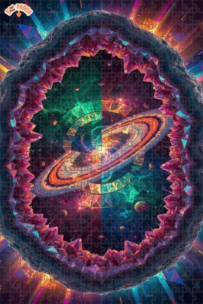 Esranın Dünyası لغز خشبي من Universal Crystal Geode Art منقوش مزدوج الطبقات م...