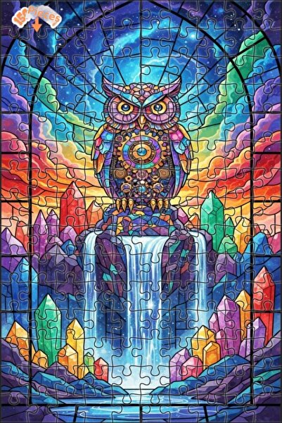 Esranın Dünyası لغز خشبي على شكل بومة كريستالية حالمة مع مزدوج الطبقات إطارًا...