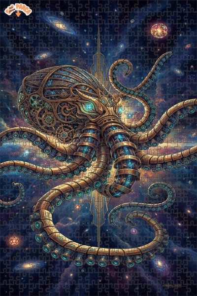 Esranın Dünyası لغز خشبي ميكانيكي على شكل وحش البحر Steampunk Art مكون من مزد...