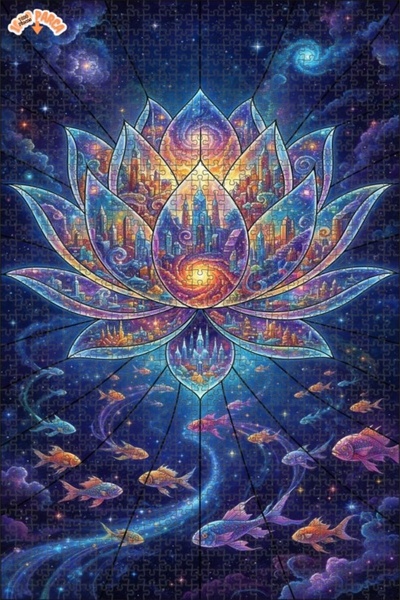 Esranın Dünyası لغز خشبي للمدينة الزهرية الفلكية وحثيرة الأسماك مزدوج الطبقات...