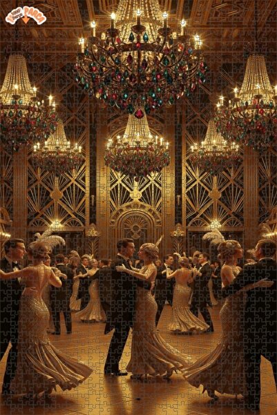 Esranın Dünyası لوحة زيتية لمشهد حفلة موسيقية على طراز آرت ديكو، مزدوج الطبقا...