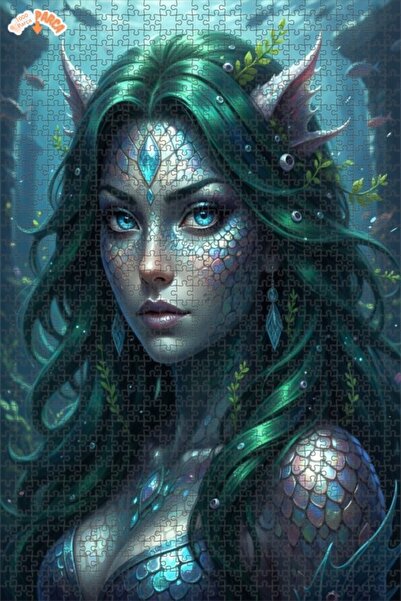 Esranın Dünyası لغز خشبي بإطار ذو طابقين بمظهر عمل فني لحورية البحر 1000 قطعة...