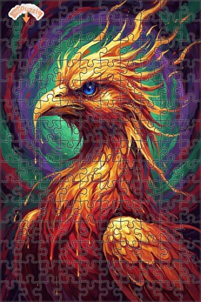 Esranın Dünyası Flaming Emerald Winged Phoenix Oil Painting Double-Layer Fram...