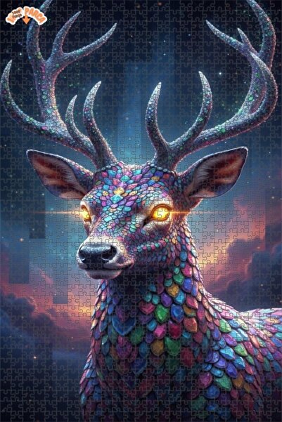 Esranın Dünyası لغز خشبي فني على شكل غزال مكون من مزدوج الطبقات إطارًا 1000 ق...