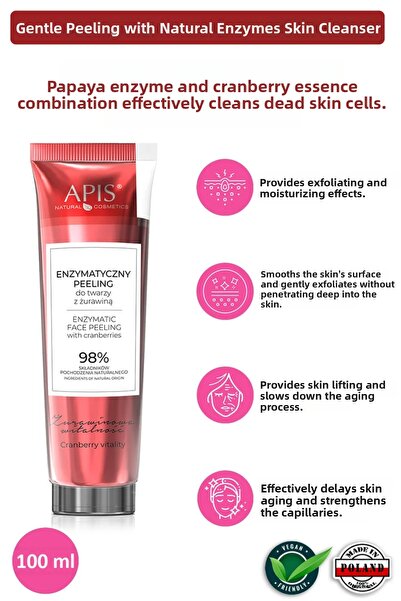 Apis Natural Cosmetics مقشر البشرة الإنزيمي الذي يحتوي على التوت البري - 100 ...