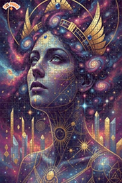 Esranın Dünyası Galactic Cosmic Goddess Oil Painting Look Double Layer Framed...