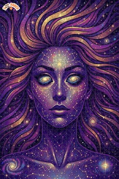 Esranın Dünyası Cosmic Woman Image Watercolor Look Modern Double-Layer Framed...