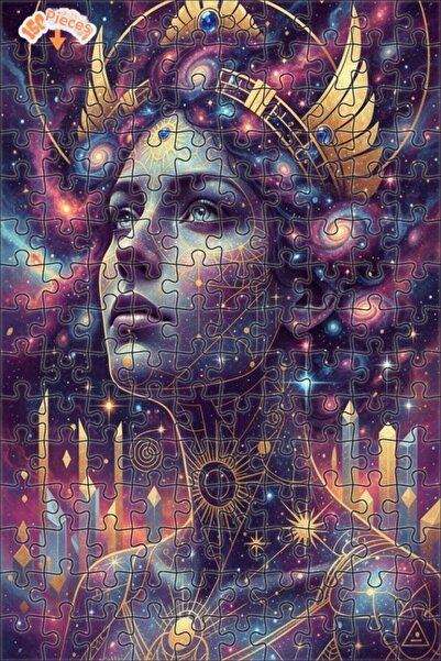 Esranın Dünyası Galactic Cosmic Goddess Oil Painting Look Double Layer Framed...