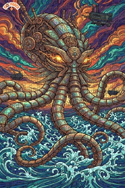 Esranın Dünyası لغز خشبي ميكانيكي كراكن فوتوستريك فنستريك مزدوج الطبقات إطارً...