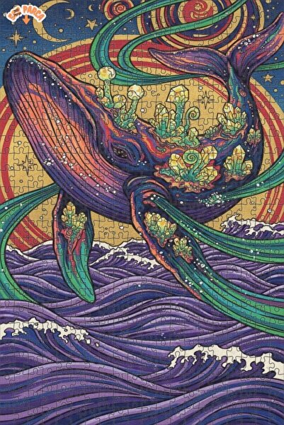 Esranın Dünyası لغز خشبي على شكل حوت كريستالي مزخرف منقوش مزدوج الطبقات قطعة ...